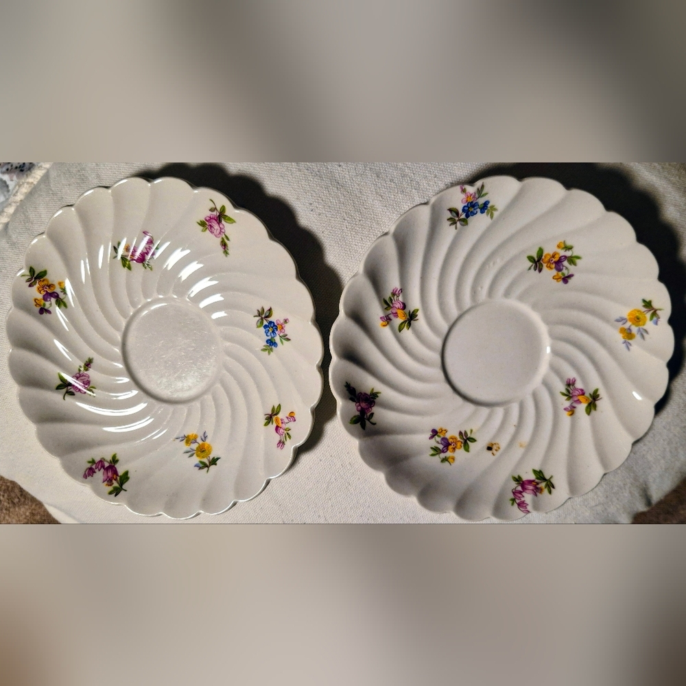 Royal Saffordshire Porcelain Saucer Set Of Two With Floral Accents